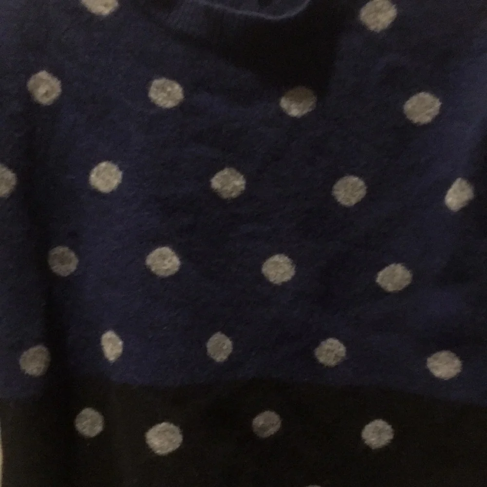 Madewell Merino Wool girls polka dot pullover Sweater blue black grey size XS